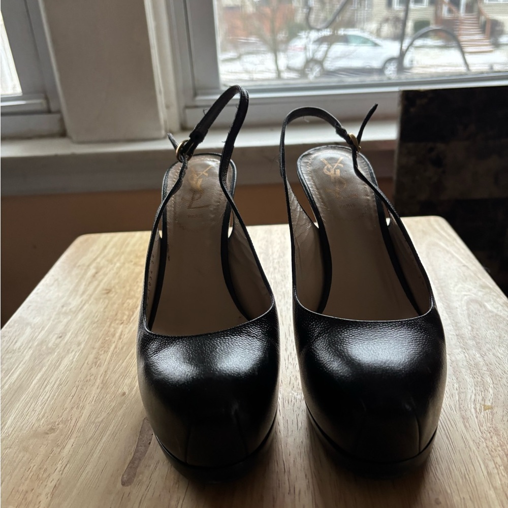 Yves Saint Laurent Black Slingback Heels